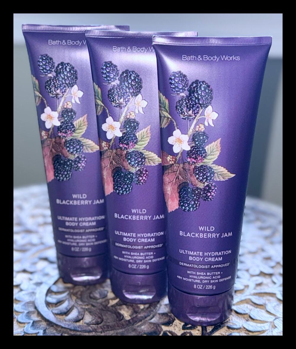Bath & Body Works 8 oz Wild Blackberry Jam Ultimate Hydration Body Cream x3